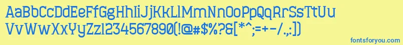 Fonte MinaeffEctBold – fontes azuis em um fundo amarelo
