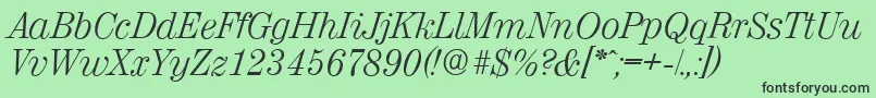 ValenciaserialLightItalic Font – Black Fonts on Green Background