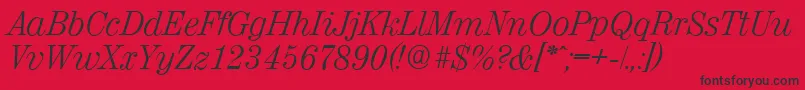 Czcionka ValenciaserialLightItalic – czarne czcionki na czerwonym tle