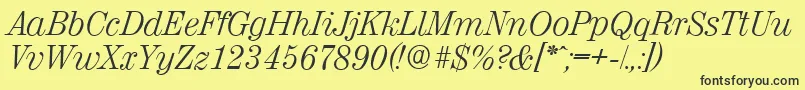 ValenciaserialLightItalic Font – Black Fonts on Yellow Background