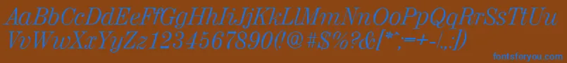 ValenciaserialLightItalic Font – Blue Fonts on Brown Background