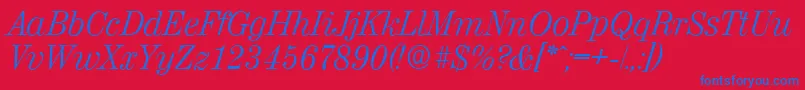 ValenciaserialLightItalic Font – Blue Fonts on Red Background
