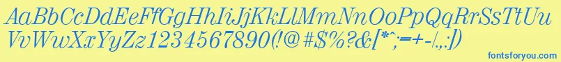 ValenciaserialLightItalic Font – Blue Fonts on Yellow Background