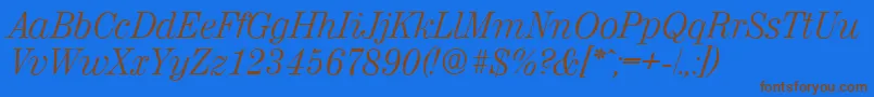 ValenciaserialLightItalic Font – Brown Fonts on Blue Background