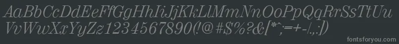 フォントValenciaserialLightItalic – 黒い背景に灰色の文字