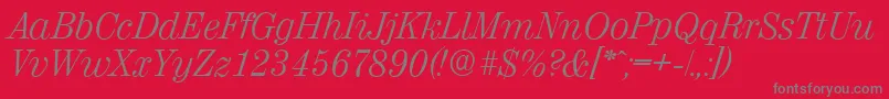 ValenciaserialLightItalic Font – Gray Fonts on Red Background