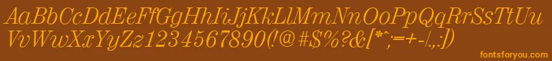 ValenciaserialLightItalic-fontti – oranssit fontit ruskealla taustalla