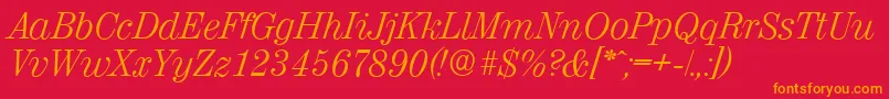 ValenciaserialLightItalic Font – Orange Fonts on Red Background