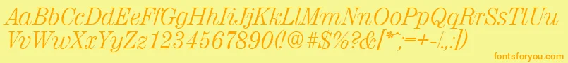ValenciaserialLightItalic Font – Orange Fonts on Yellow Background
