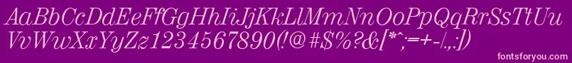 ValenciaserialLightItalic Font – Pink Fonts on Purple Background