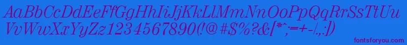 ValenciaserialLightItalic Font – Purple Fonts on Blue Background