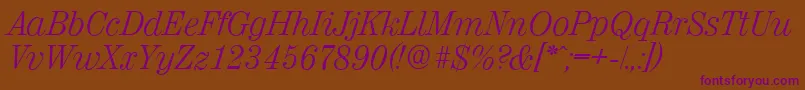 ValenciaserialLightItalic Font – Purple Fonts on Brown Background