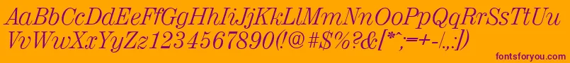 ValenciaserialLightItalic Font – Purple Fonts on Orange Background
