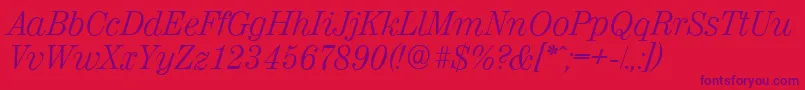 ValenciaserialLightItalic Font – Purple Fonts on Red Background