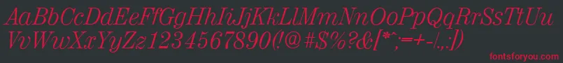 ValenciaserialLightItalic Font – Red Fonts on Black Background