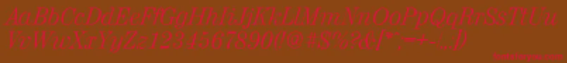 ValenciaserialLightItalic-Schriftart – Rote Schriften auf braunem Hintergrund