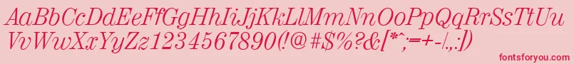 ValenciaserialLightItalic Font – Red Fonts on Pink Background