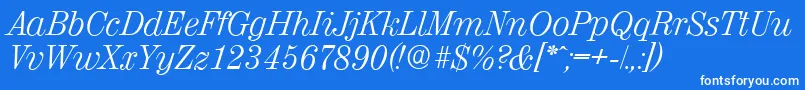 ValenciaserialLightItalic Font – White Fonts on Blue Background