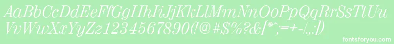 ValenciaserialLightItalic Font – White Fonts on Green Background