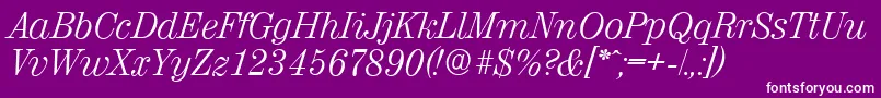 ValenciaserialLightItalic Font – White Fonts on Purple Background