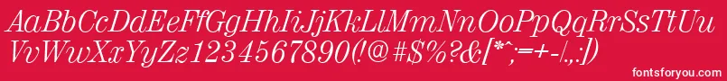 フォントValenciaserialLightItalic – 赤い背景に白い文字