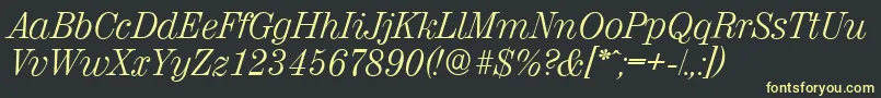 ValenciaserialLightItalic Font – Yellow Fonts on Black Background