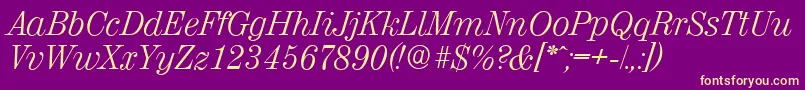 ValenciaserialLightItalic Font – Yellow Fonts on Purple Background
