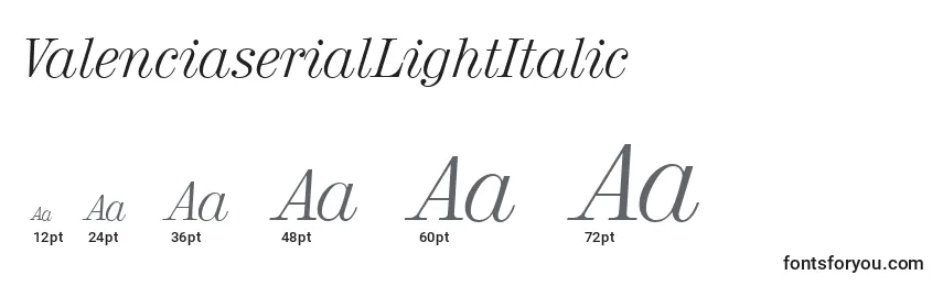 ValenciaserialLightItalic Font Sizes