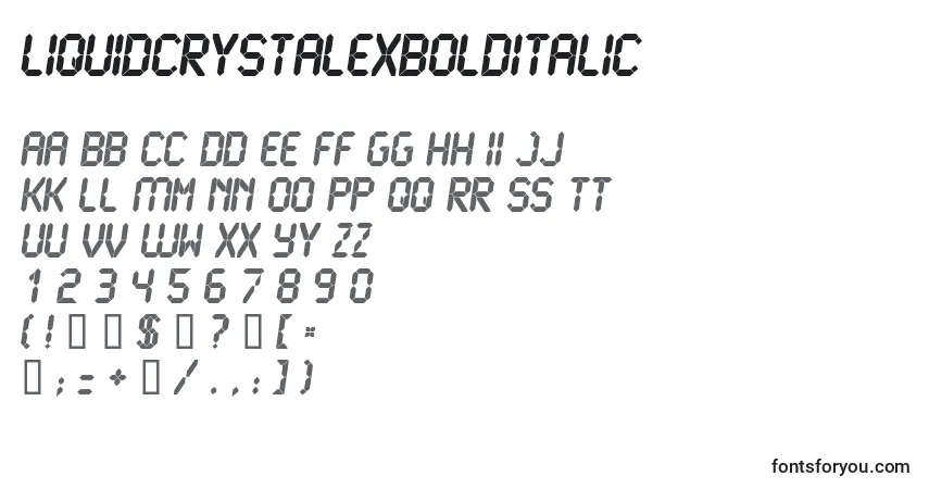Schriftart LiquidcrystalExbolditalic – Alphabet, Zahlen, spezielle Symbole