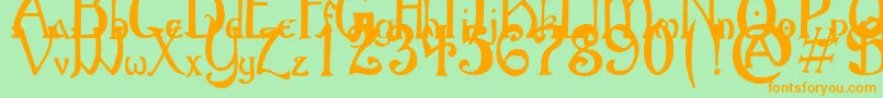 GothicBirthdayCake Font – Orange Fonts on Green Background