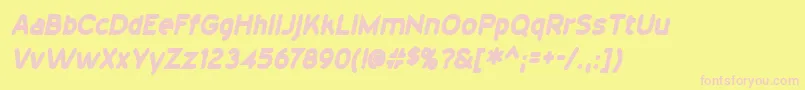 Fonte 20thCenturyFontBoldItalic – fontes rosa em um fundo amarelo