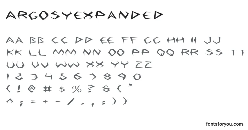A fonte ArgosyExpanded – alfabeto, números, caracteres especiais