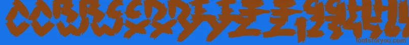 Rush Font – Brown Fonts on Blue Background