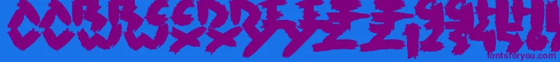 Rush-Schriftart – Violette Schriften auf blauem Hintergrund