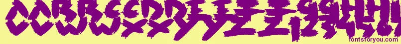 Rush-Schriftart – Violette Schriften auf gelbem Hintergrund