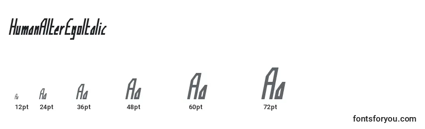 HumanAlterEgoItalic Font Sizes