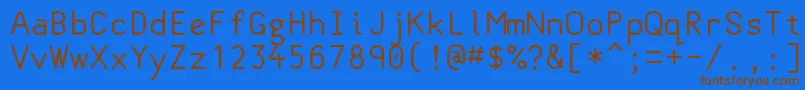 フォントClasscoder – 茶色の文字が青い背景にあります。