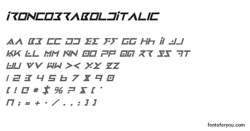 Schriftart IronCobraBoldItalic – Alphabet, Zahlen, spezielle Symbole
