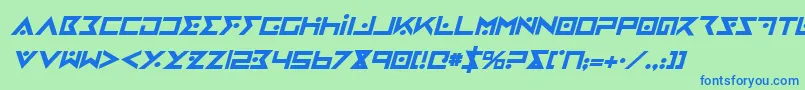 IronCobraBoldItalic Font – Blue Fonts on Green Background