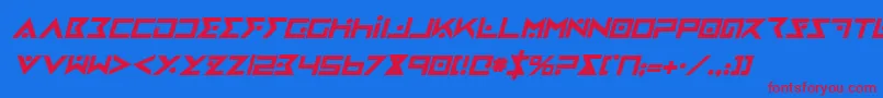 IronCobraBoldItalic-Schriftart – Rote Schriften auf blauem Hintergrund