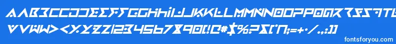 IronCobraBoldItalic-fontti – valkoiset fontit sinisellä taustalla