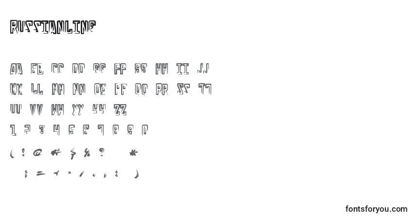 A fonte Russianline – alfabeto, números, caracteres especiais