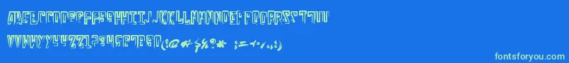 フォントRussianline – 青い背景に緑のフォント