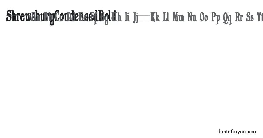 Czcionka ShrewsburyCondensedBold – alfabet, cyfry, specjalne znaki