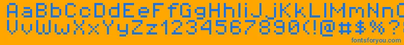 Pixeloperator8 Font – Blue Fonts on Orange Background