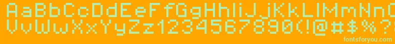 Pixeloperator8 Font – Green Fonts on Orange Background