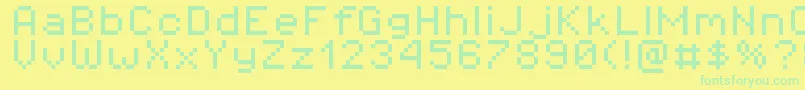 Czcionka Pixeloperator8 – zielone czcionki na żółtym tle