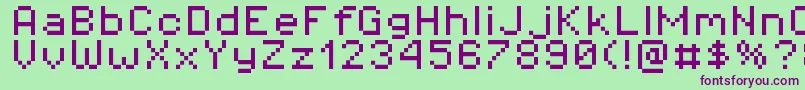 Шрифт Pixeloperator8 – фиолетовые шрифты на зелёном фоне