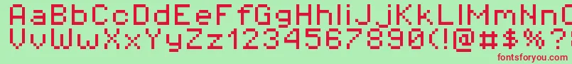 Pixeloperator8 Font – Red Fonts on Green Background