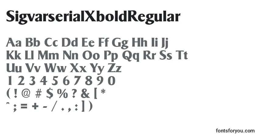 Schriftart SigvarserialXboldRegular – Alphabet, Zahlen, spezielle Symbole